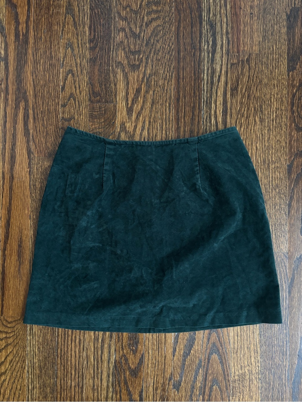Vintage Late 80s 90s Giorgio Fiorlini Dark Green Velvet Mini Skirt